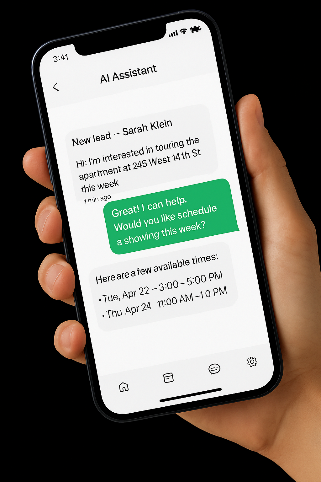 Superpower assistant handling a client conversation